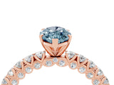 Rose gold Marquise Cut Diamond Pavé Band Solitaire Ring with Prong Setting_4