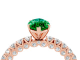 Rose gold Marquise Cut Diamond Pavé Band Solitaire Ring with Prong Setting_4