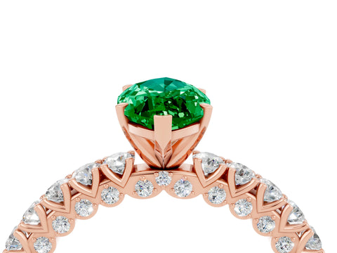 Rose gold Marquise Cut Diamond Pavé Band Solitaire Ring with Prong Setting_4