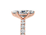 Rose gold Marquise Cut Diamond Pavé Band Solitaire Ring with Prong Setting_5