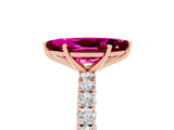 Rose gold Marquise Cut Diamond Pavé Band Solitaire Ring with Prong Setting_5