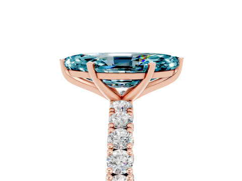 Rose gold Marquise Cut Diamond Pavé Band Solitaire Ring with Prong Setting_5