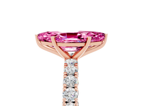 Rose gold Marquise Cut Diamond Pavé Band Solitaire Ring with Prong Setting_5
