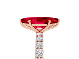 Rose gold Marquise Cut Diamond Pavé Band Solitaire Ring with Prong Setting_5
