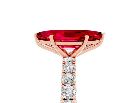 Rose gold Marquise Cut Diamond Pavé Band Solitaire Ring with Prong Setting_5