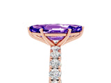 Rose gold Marquise Cut Diamond Pavé Band Solitaire Ring with Prong Setting_5