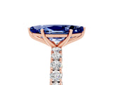 Rose gold Marquise Cut Diamond Pavé Band Solitaire Ring with Prong Setting_5