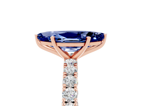 Rose gold Marquise Cut Diamond Pavé Band Solitaire Ring with Prong Setting_5