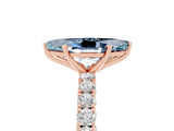 Rose gold Marquise Cut Diamond Pavé Band Solitaire Ring with Prong Setting_5