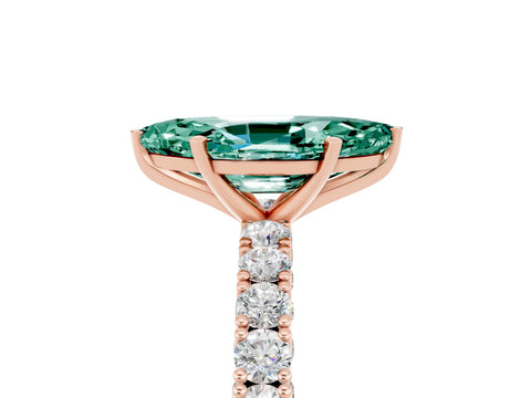 Rose gold Marquise Cut Diamond Pavé Band Solitaire Ring with Prong Setting_5