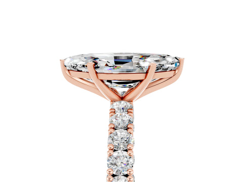 Rose gold Marquise Cut Diamond Pavé Band Solitaire Ring with Prong Setting_5
