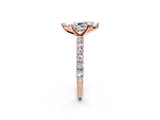 Rose gold Marquise Cut Diamond Pavé Band Solitaire Ring with Prong Setting_91