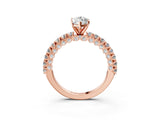 Rose gold Marquise Cut Diamond Pavé Band Solitaire Ring with Prong Setting_92