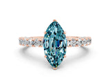 Rose gold Marquise Cut Diamond Pavé Band Solitaire Ring with Prong Setting