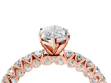 Rose gold Marquise Cut Diamond Pavé Band Solitaire Ring with Prong Setting_93