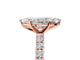 Rose gold Marquise Cut Diamond Pavé Band Solitaire Ring with Prong Setting_94