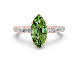 Rose gold Marquise Cut Diamond Pavé Band Solitaire Ring with Prong Setting