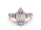 Rose gold Marquise Cut Diamond Pavé Band Solitaire with Four-Prong Setting_20