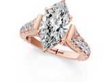 Rose gold Marquise Cut Diamond Pavé Band Solitaire with Four-Prong Setting_21