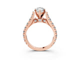 Rose gold Marquise Cut Diamond Pavé Band Solitaire with Four-Prong Setting_23