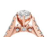 Rose gold Marquise Cut Diamond Pavé Band Solitaire with Four-Prong Setting_24