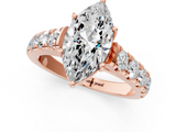 Rose gold Marquise Cut Diamond Pavé Band Solitaire with Four-Prong Setting_25