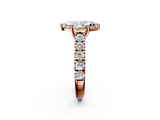 Rose gold Marquise Cut Diamond Pavé Band Solitaire with Four-Prong Setting_26