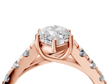 Rose gold Marquise Cut Diamond Pavé Band Solitaire with Four-Prong Setting_28