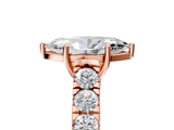 Rose gold Marquise Cut Diamond Pavé Band Solitaire with Four-Prong Setting_29