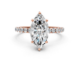 Rose gold Marquise Cut Diamond Pavé Band Solitaire with Four-Prong Setting_3