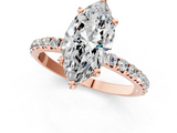 Rose gold Marquise Cut Diamond Pavé Band Solitaire with Four-Prong Setting_4