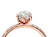 Rose gold Marquise Cut Diamond Pavé Band Solitaire with Four-Prong Setting_7