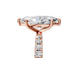 Rose gold Marquise Cut Diamond Pavé Band Solitaire with Four-Prong Setting_8