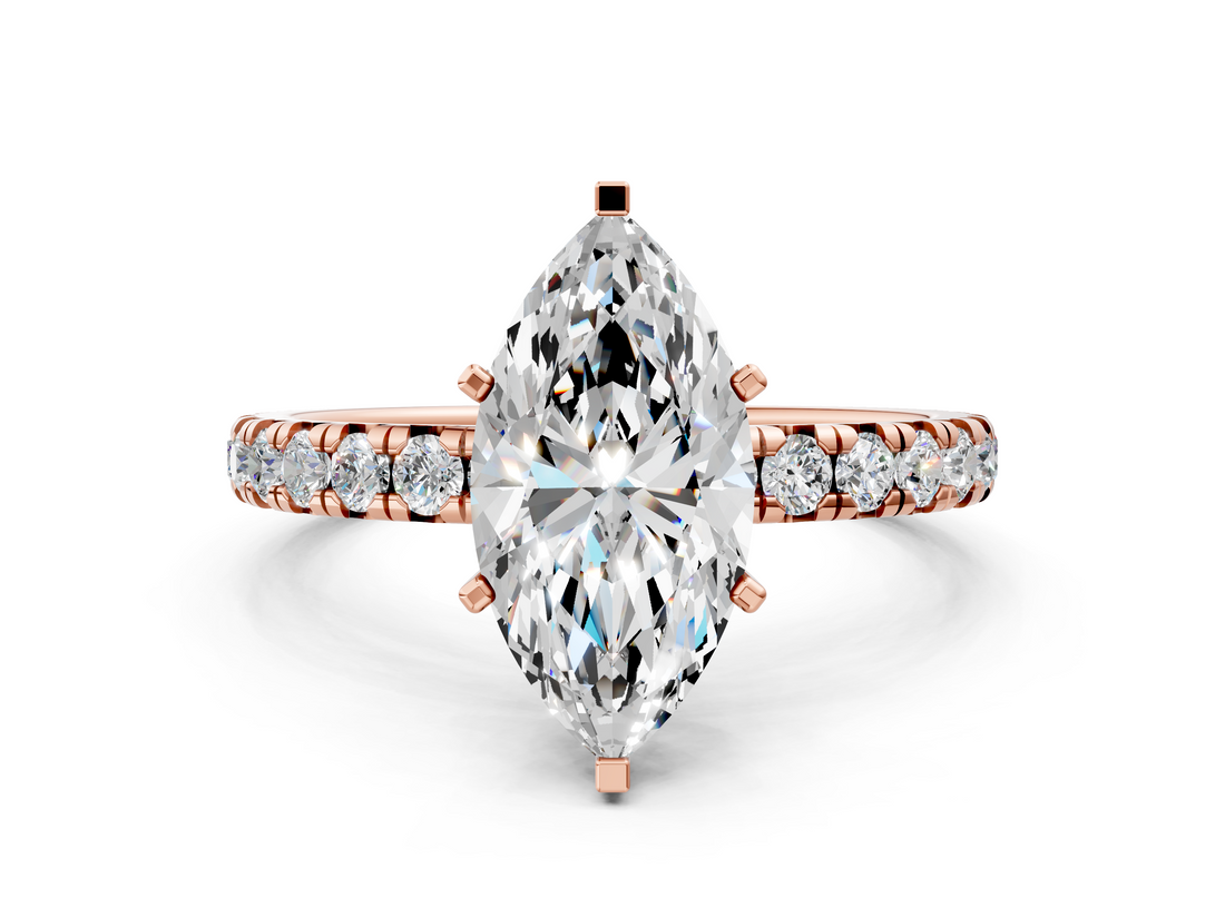 Rose gold Marquise Cut Diamond Pavé Band with Four-Prong Setting_55