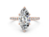 Rose gold Marquise Cut Diamond Pavé Band with Six-Prong Setting