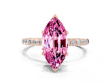 Rose gold Marquise Cut Diamond Pavé Band with Six-Prong Setting