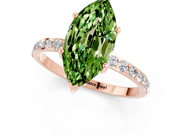 Rose gold Marquise Cut Diamond Pavé Band with Six-Prong Setting