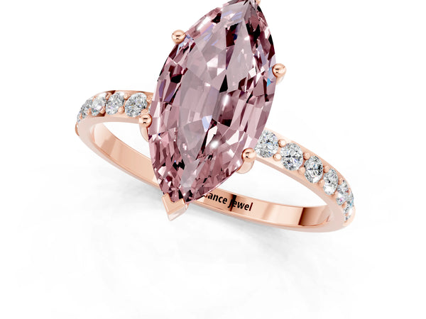 Rose gold Marquise Cut Diamond Pavé Band with Six-Prong Setting