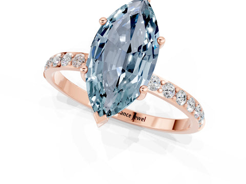 Rose gold Marquise Cut Diamond Pavé Band with Six-Prong Setting_1