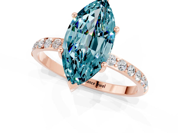 Rose gold Marquise Cut Diamond Pavé Band with Six-Prong Setting