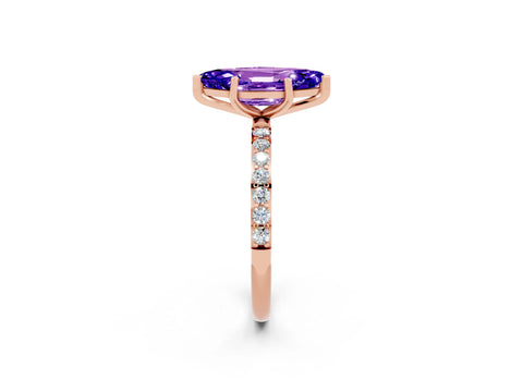 Rose gold Marquise Cut Diamond Pavé Band with Six-Prong Setting_2