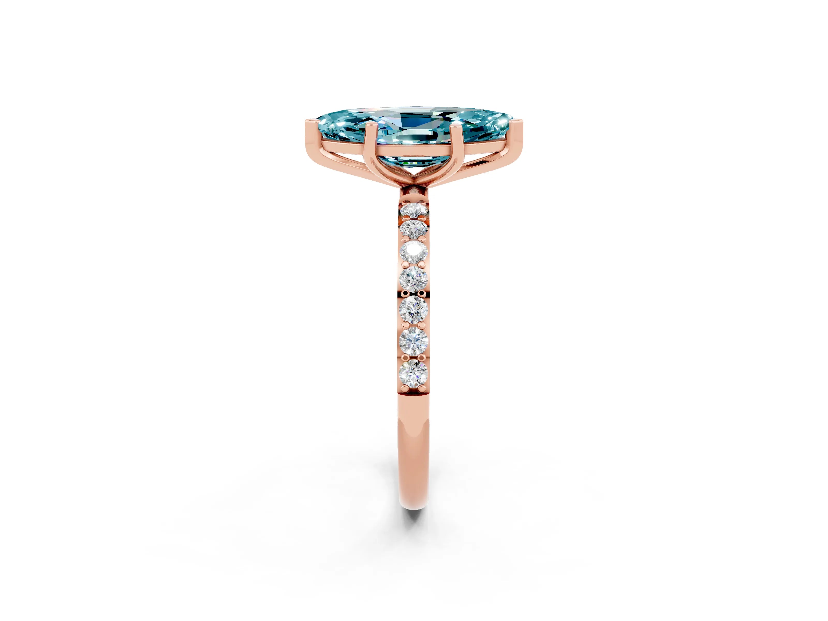 Rose gold Marquise Cut Diamond Pavé Band with Six-Prong Setting_2