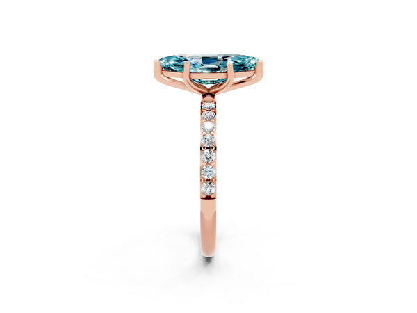 Rose gold Marquise Cut Diamond Pavé Band with Six-Prong Setting