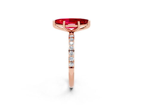 Rose gold Marquise Cut Diamond Pavé Band with Six-Prong Setting_2