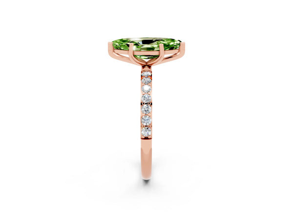 Rose gold Marquise Cut Diamond Pavé Band with Six-Prong Setting