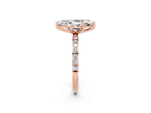 Rose gold Marquise Cut Diamond Pavé Band with Six-Prong Setting_2