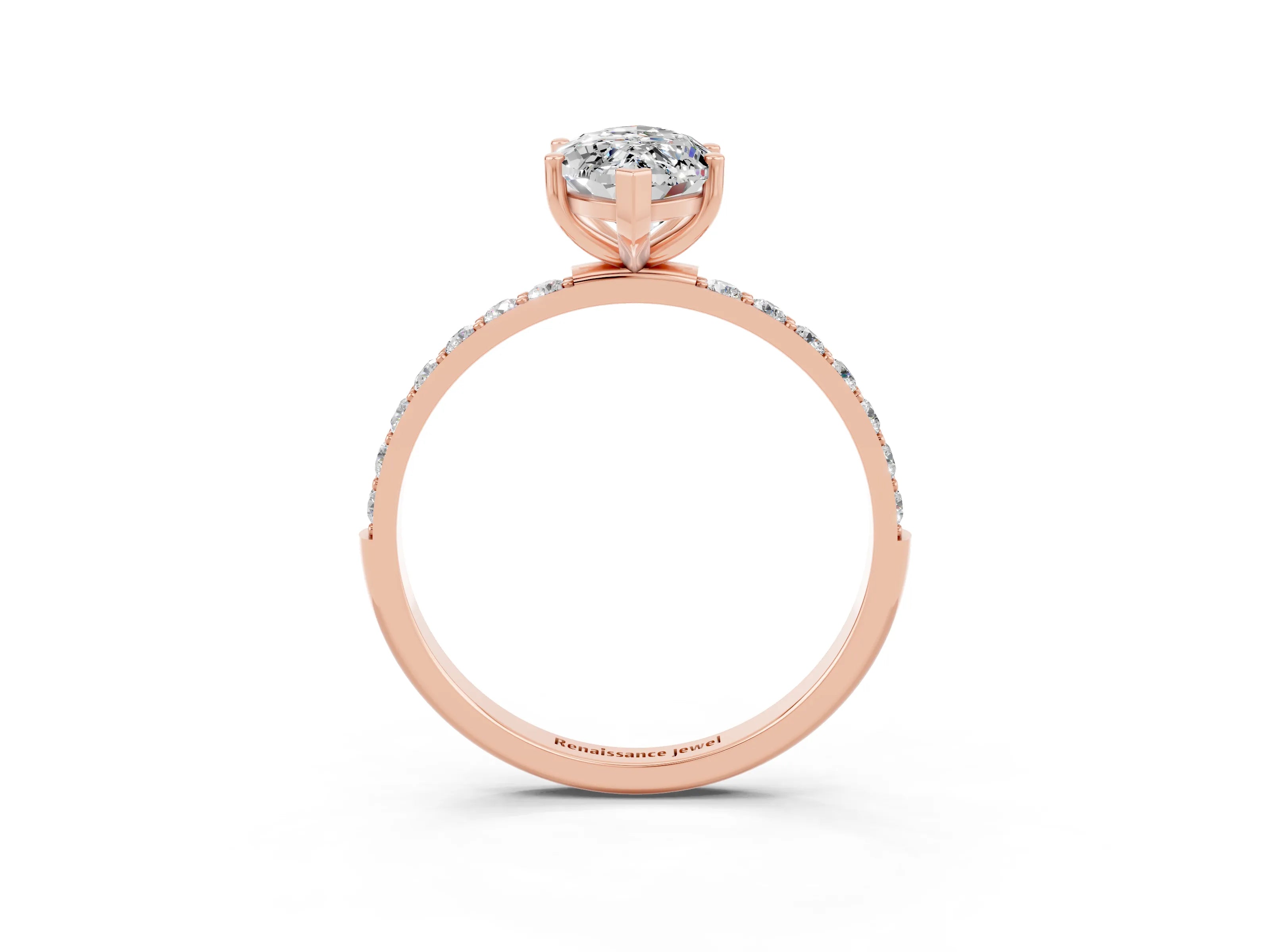 Rose gold Marquise Cut Diamond Pavé Band with Six-Prong Setting_3