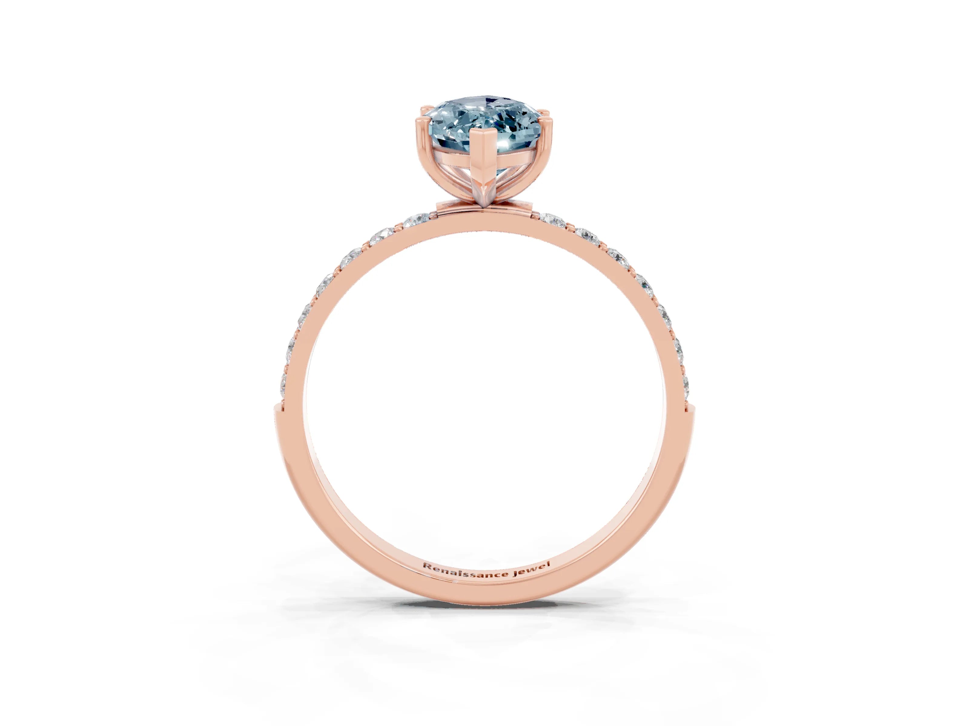 Rose gold Marquise Cut Diamond Pavé Band with Six-Prong Setting_3