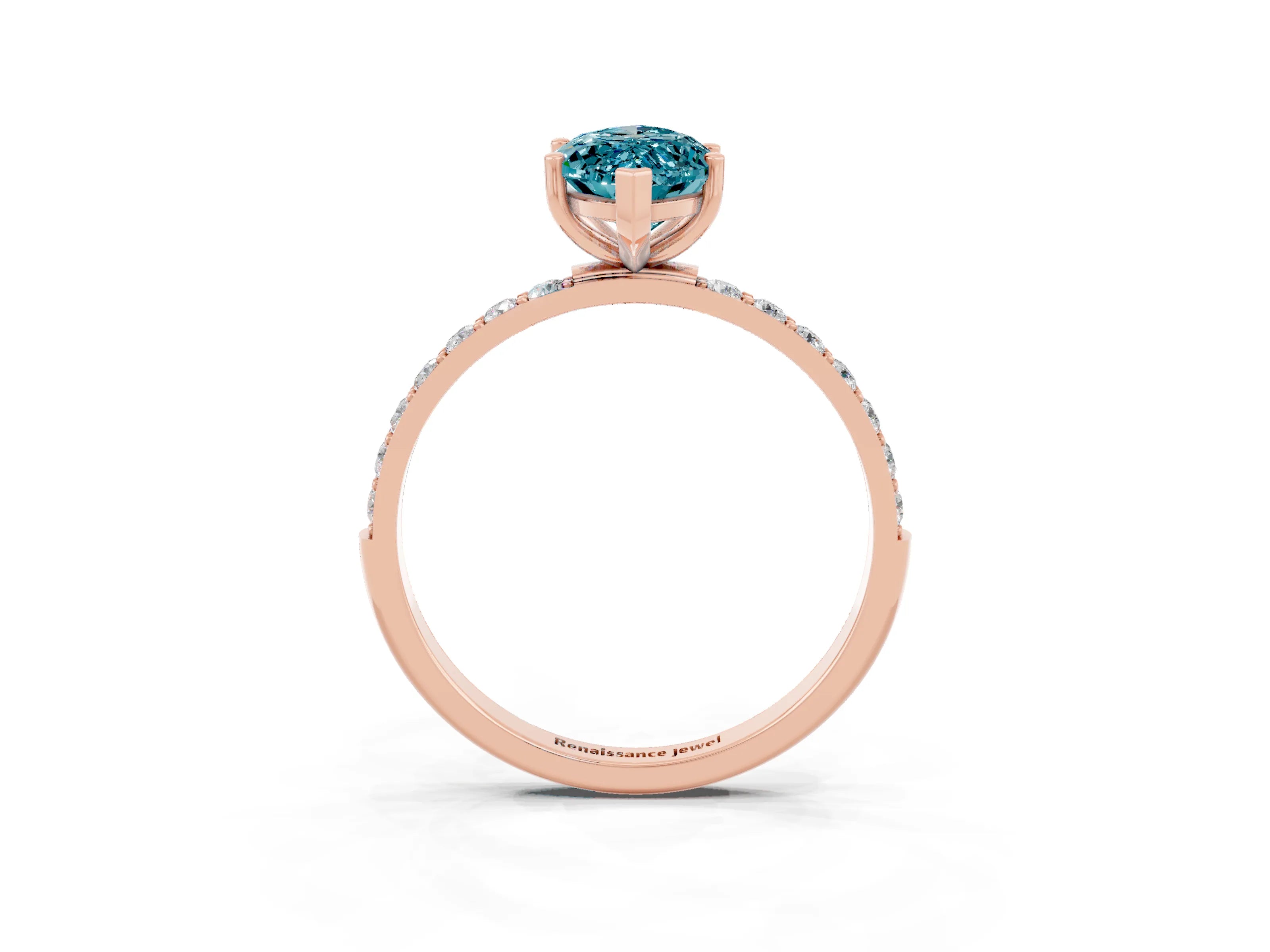 Rose gold Marquise Cut Diamond Pavé Band with Six-Prong Setting_3