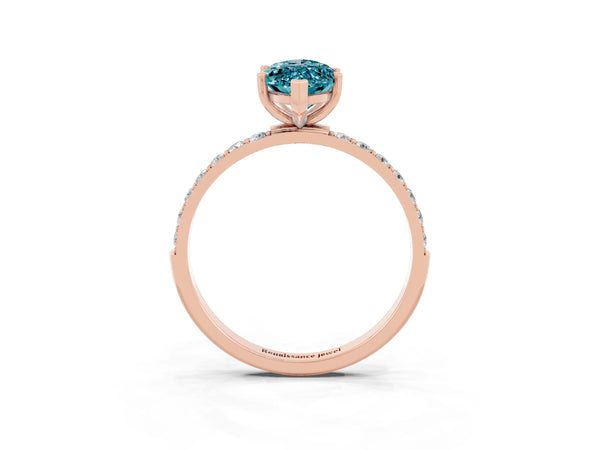 Rose gold Marquise Cut Diamond Pavé Band with Six-Prong Setting